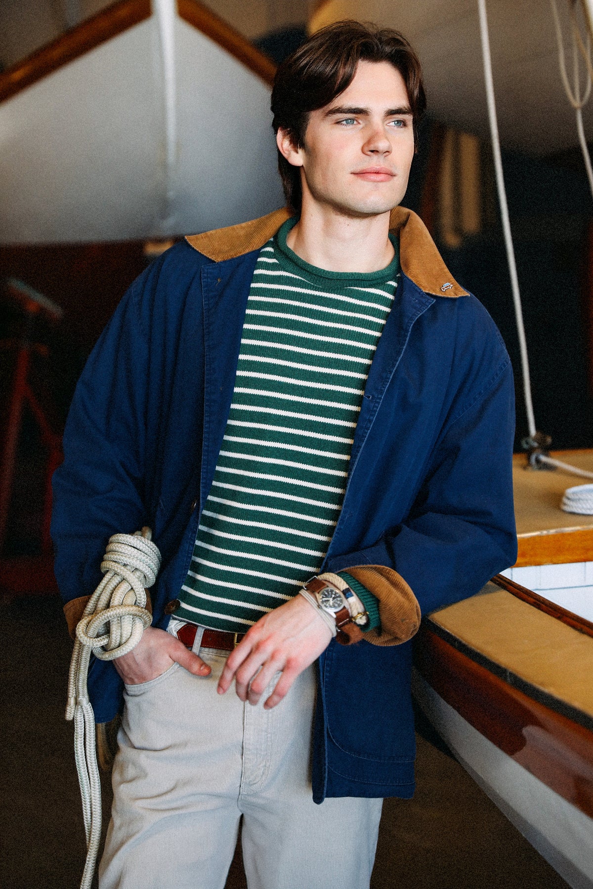 Douglas Green Striped Rollneck Sweater