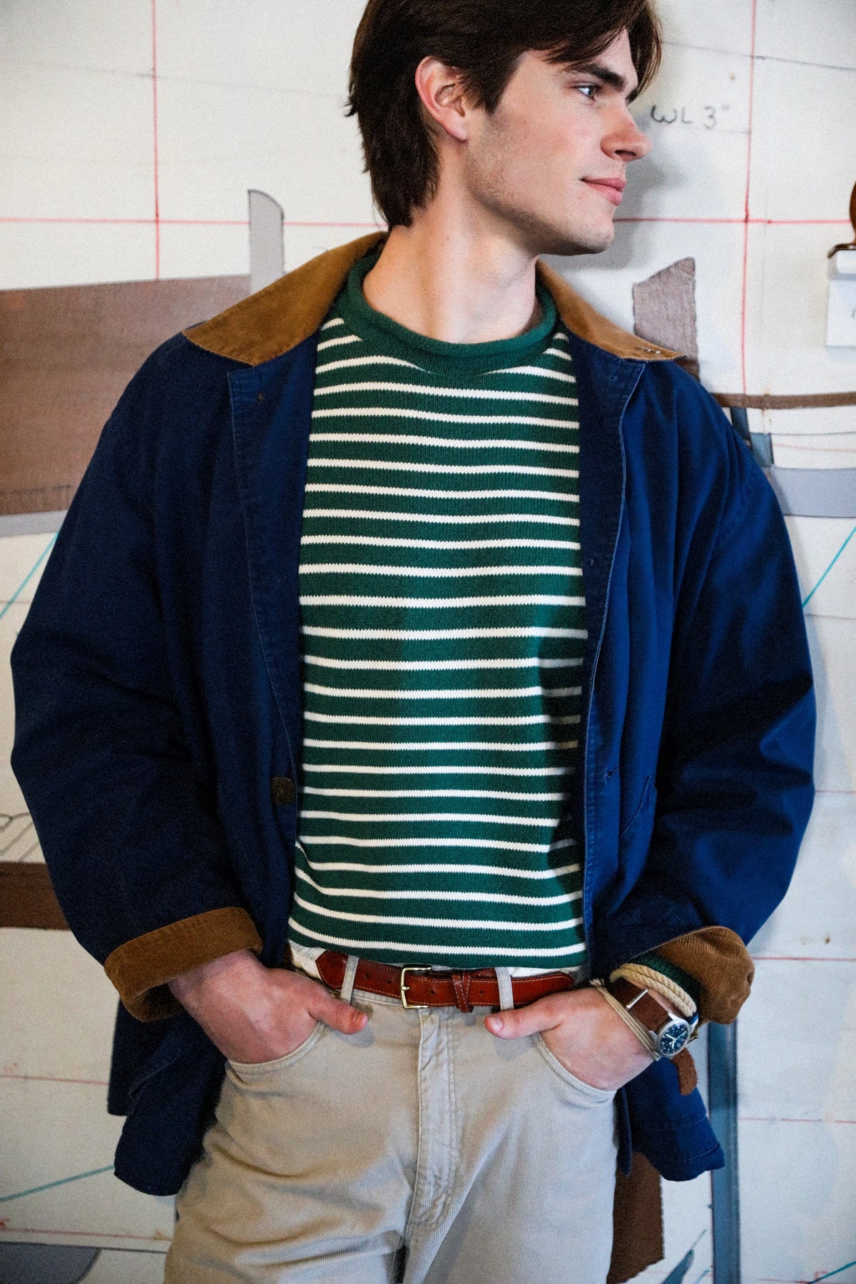 Douglas Green Striped Rollneck Sweater