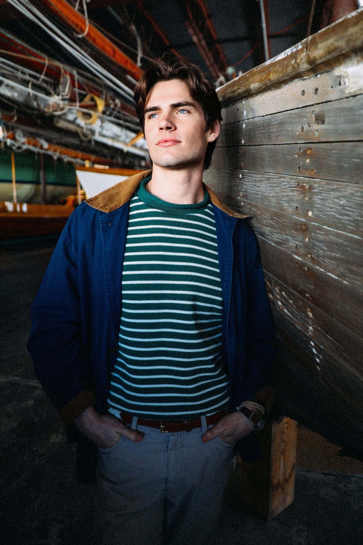 Douglas Green Striped Rollneck Sweater