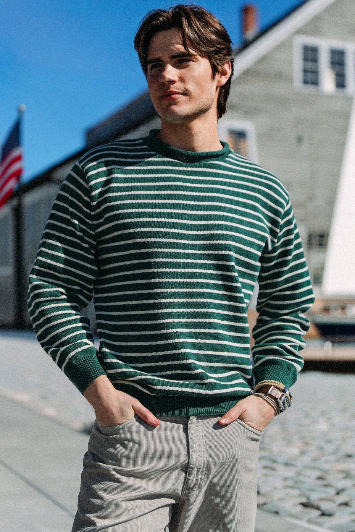 Douglas Green Striped Rollneck Sweater