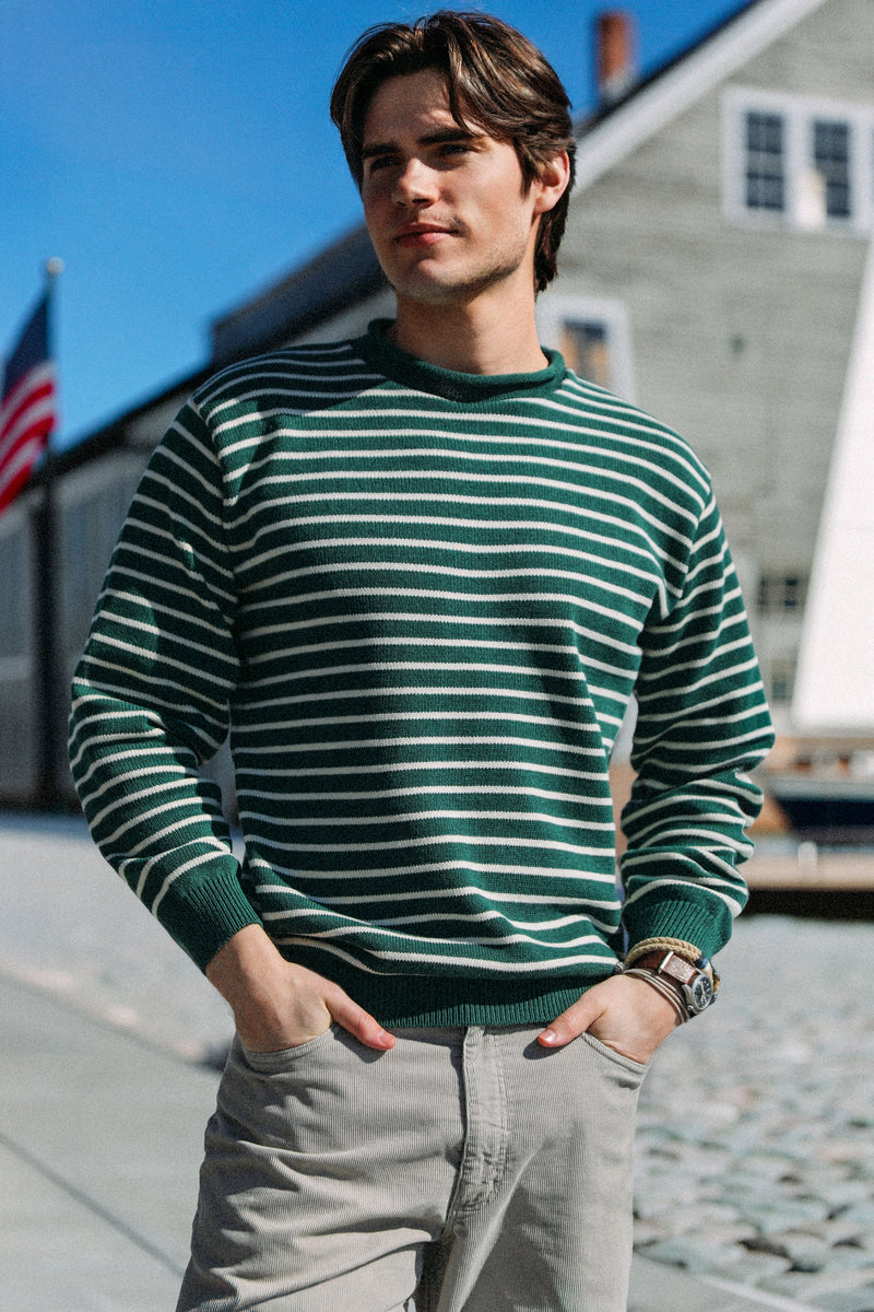 S*l様 22AW ourlegacy submarine rollneck k KJP Men's Douglas Cotton Rollneck Sweater in Green and White