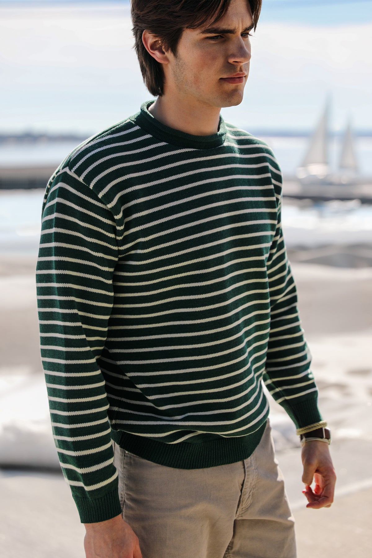 Douglas Green Striped Rollneck Sweater