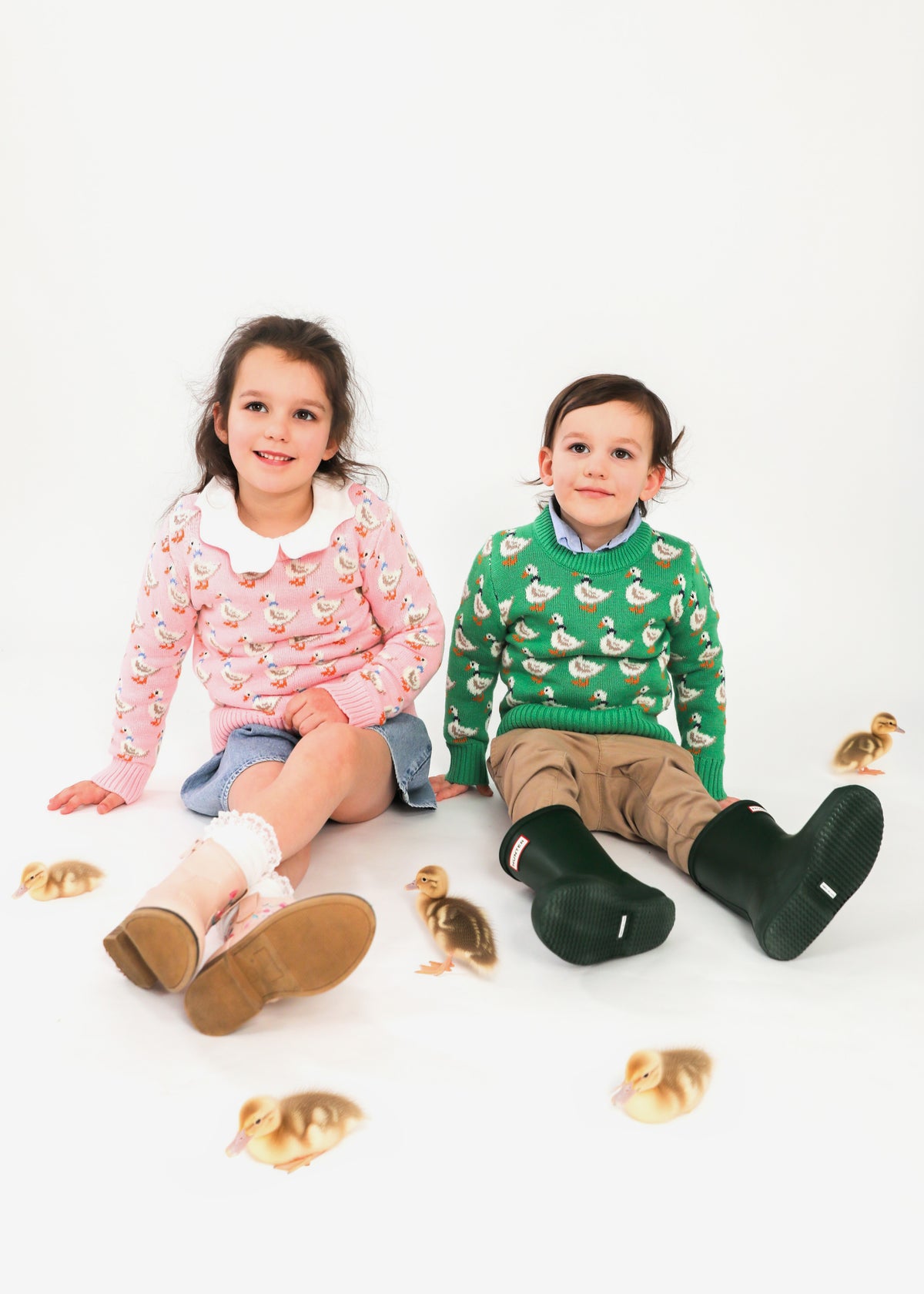Duckling Parade Kids Sweater in Green