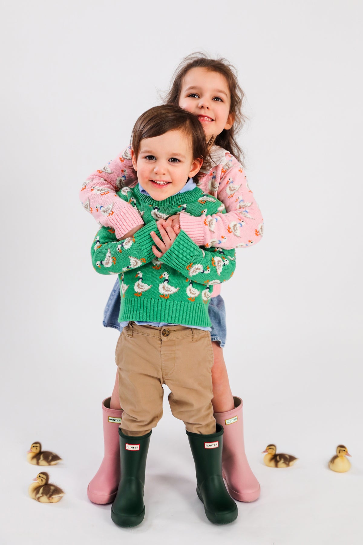 Duckling Parade Kids Sweater in Green