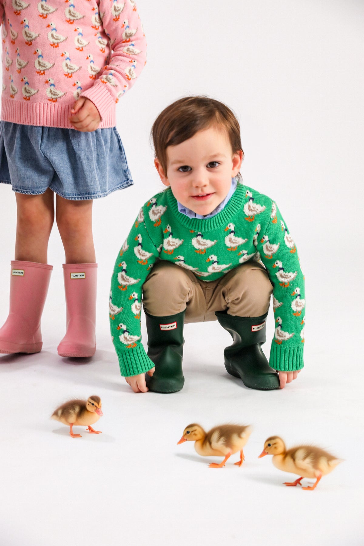 Duckling Parade Kids Sweater in Green