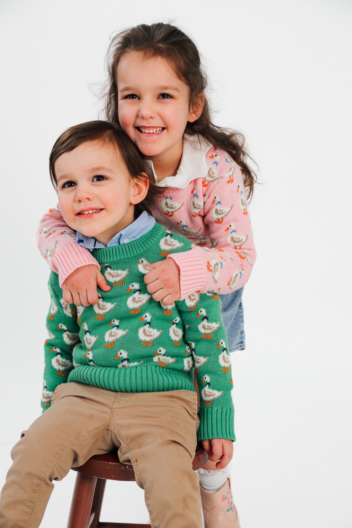Duckling Parade Kids Sweater in Green