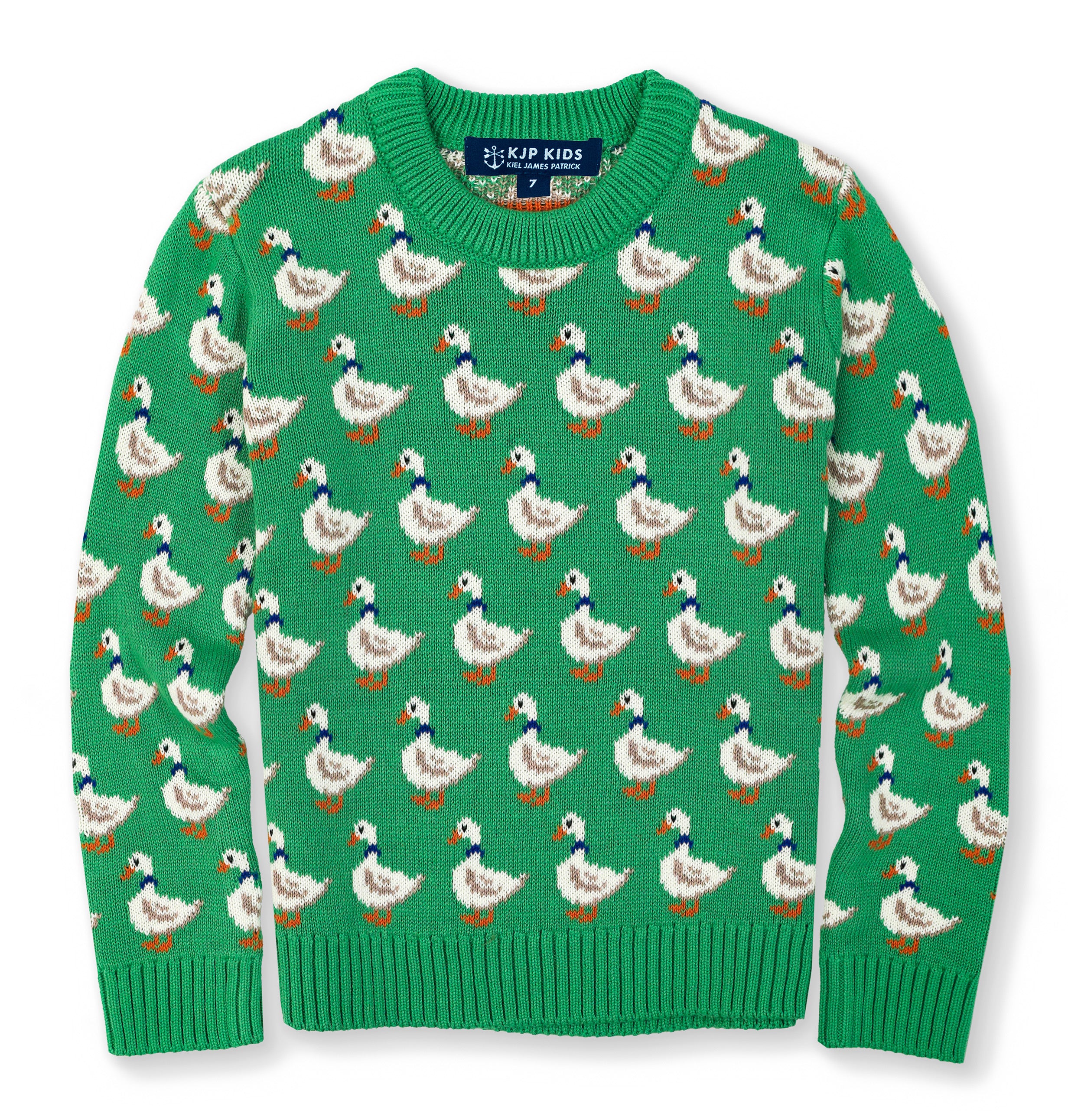 Duckling Parade Kids Sweater in Green