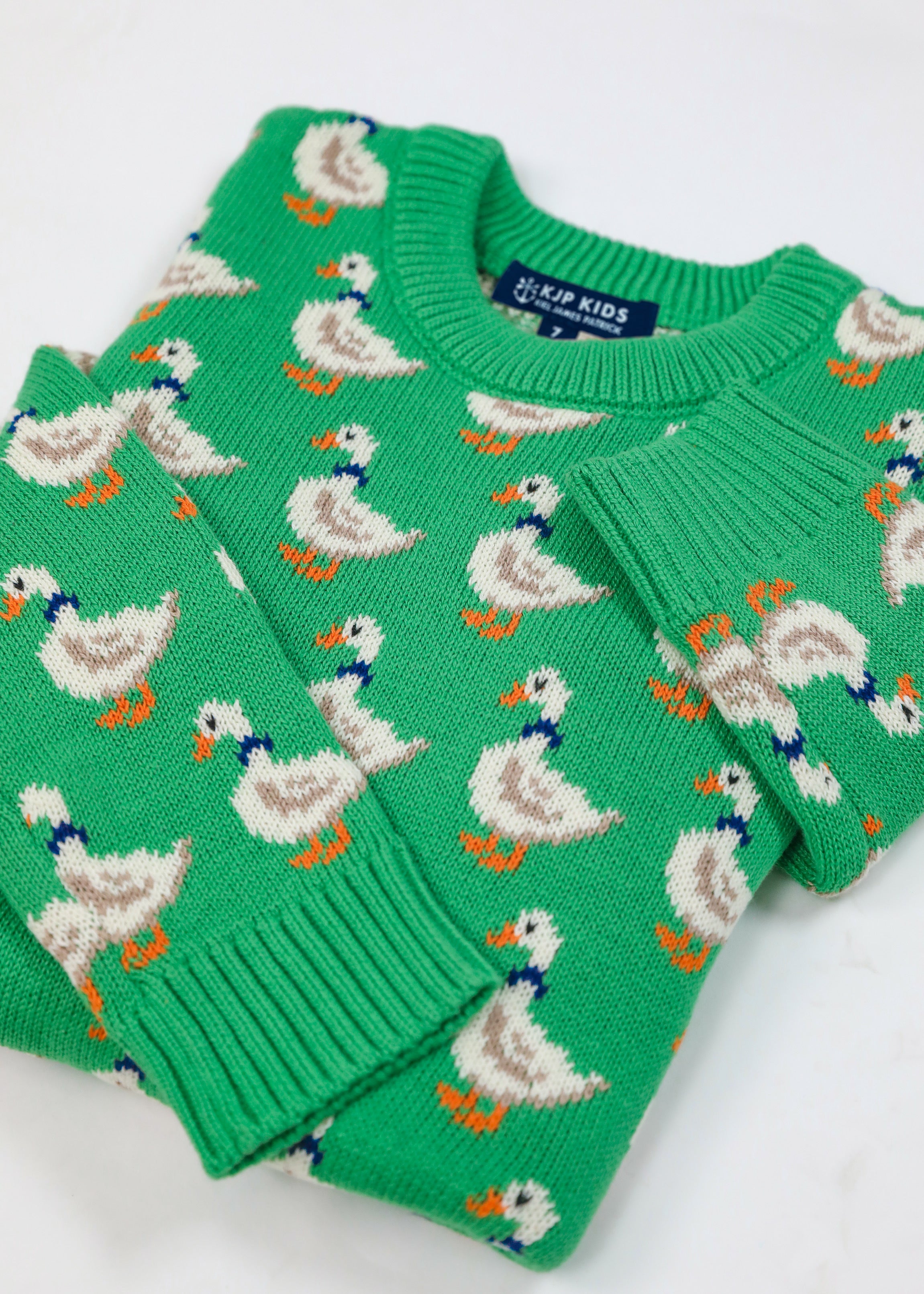 Duckling Parade Kids Sweater in Green