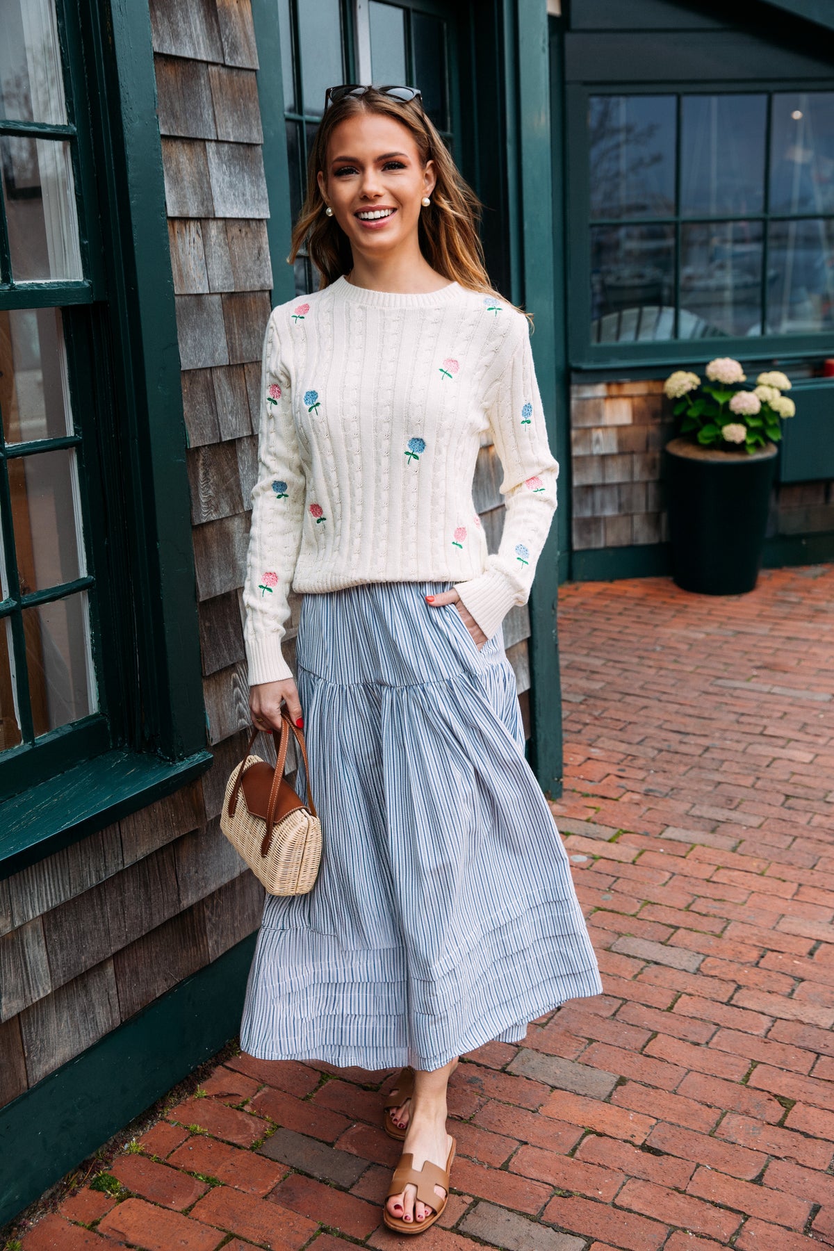 Eliza Skirt in Blue Stripe