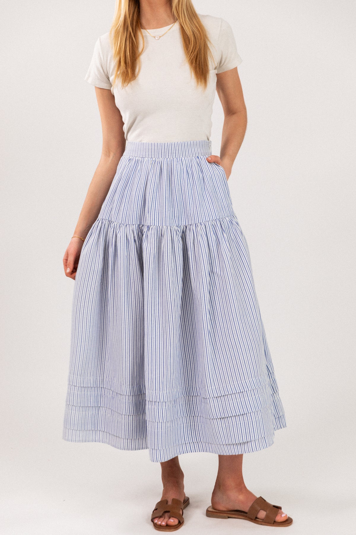Eliza Skirt in Blue Stripe