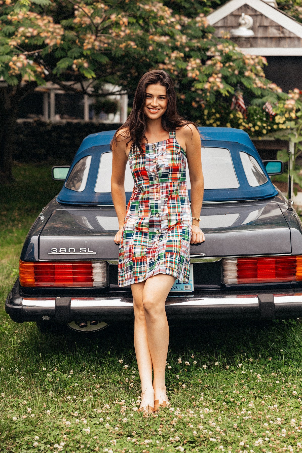 Essex Patchwork Madras Button Down Shift Dress