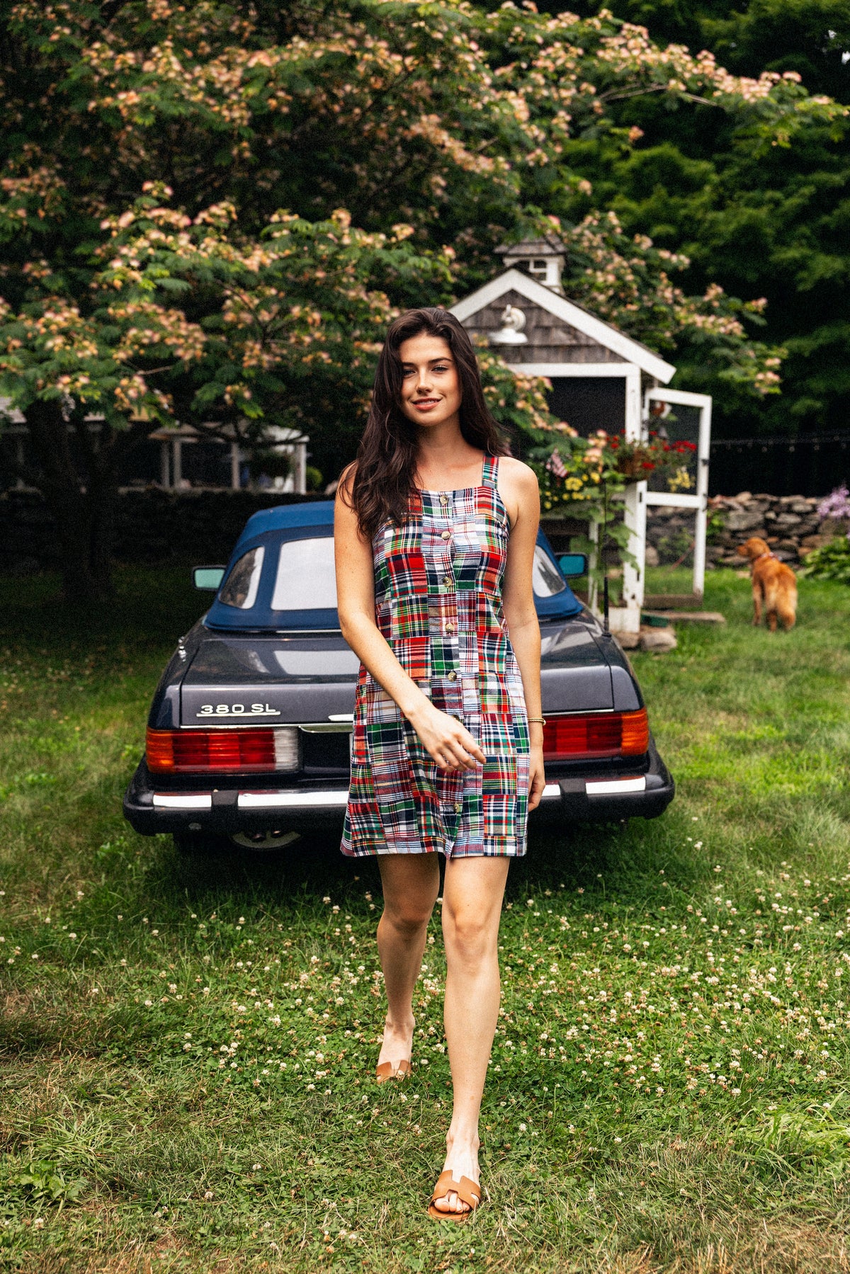 Essex Patchwork Madras Button Down Shift Dress