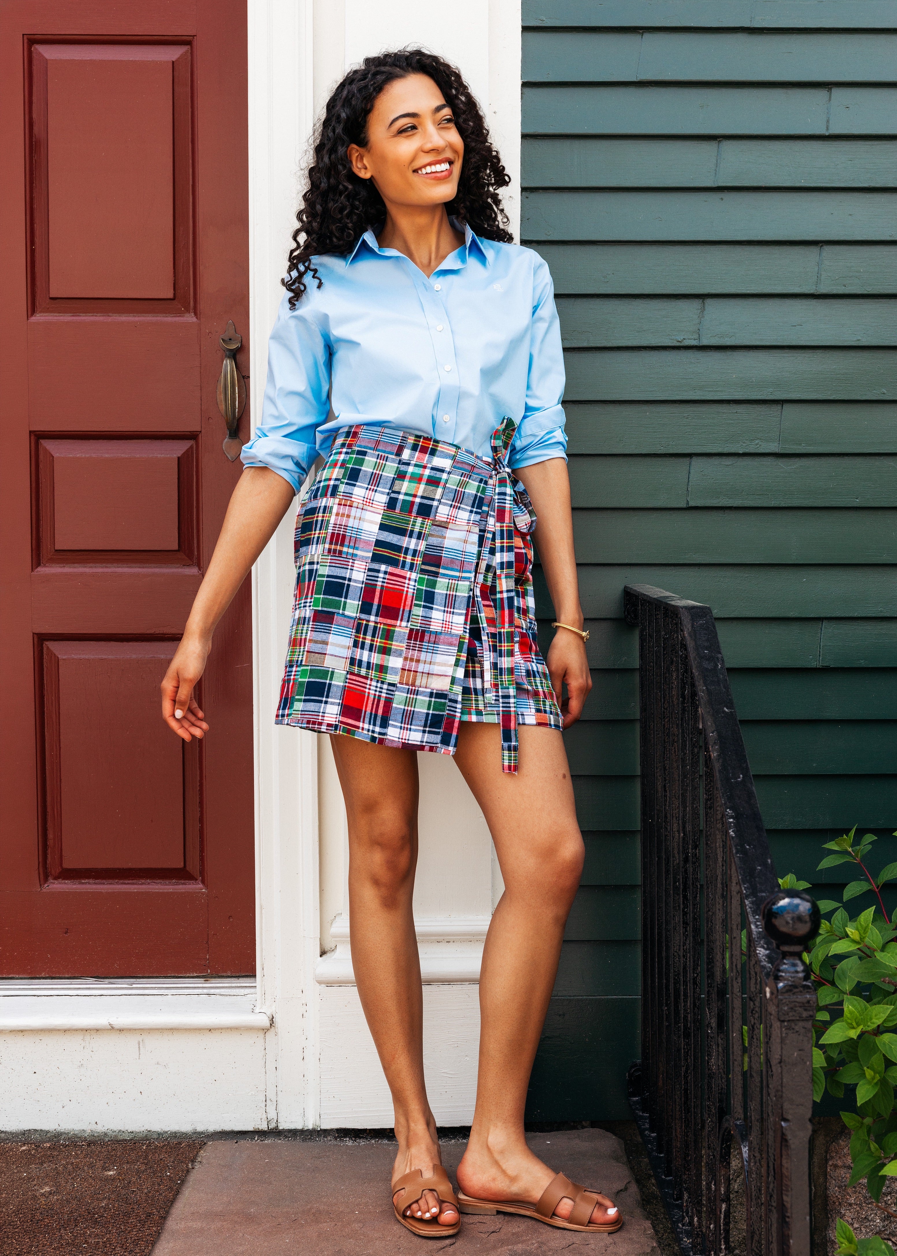 Essex Patchwork Madras Wrap Skirt