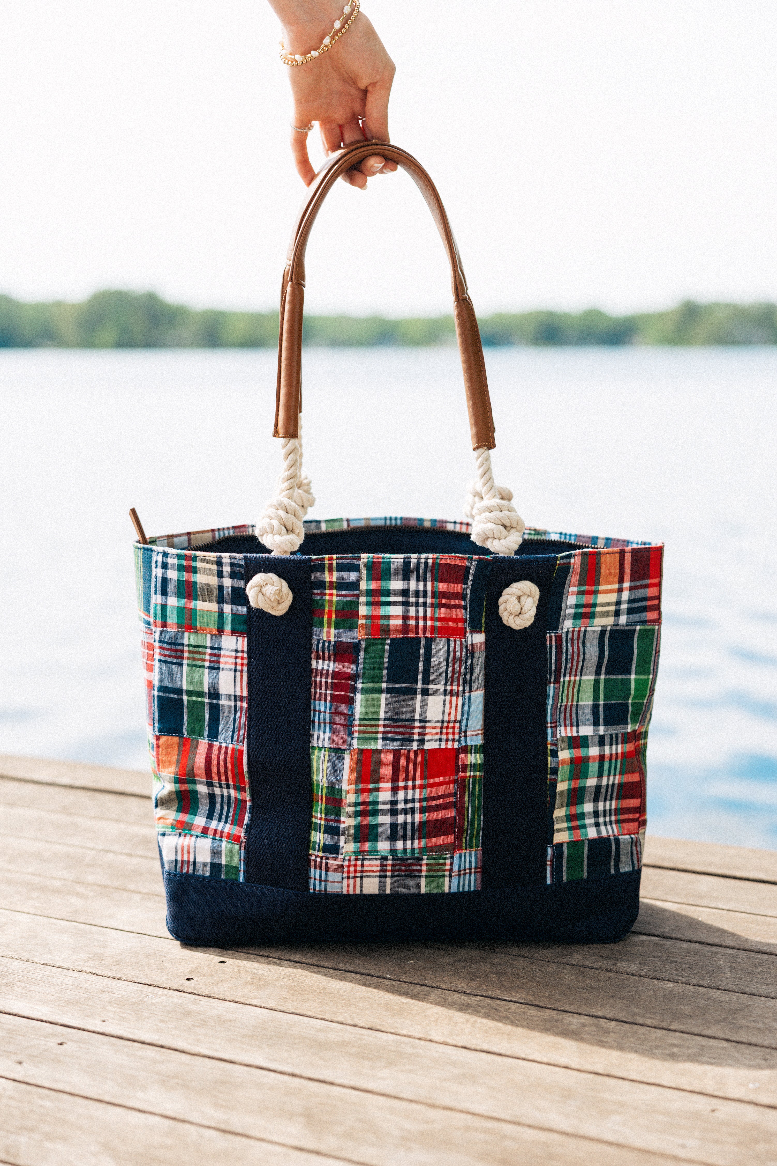 Essex Patchwork Madras Rope Tote