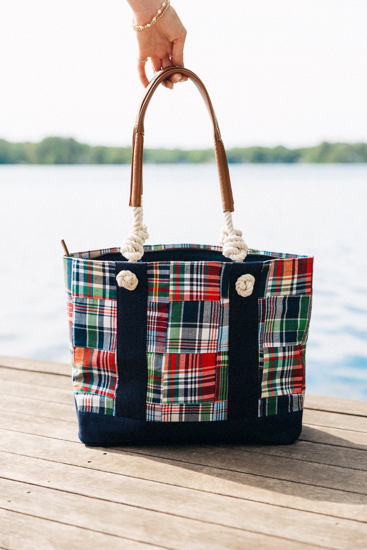 Essex Patchwork Madras Rope Tote