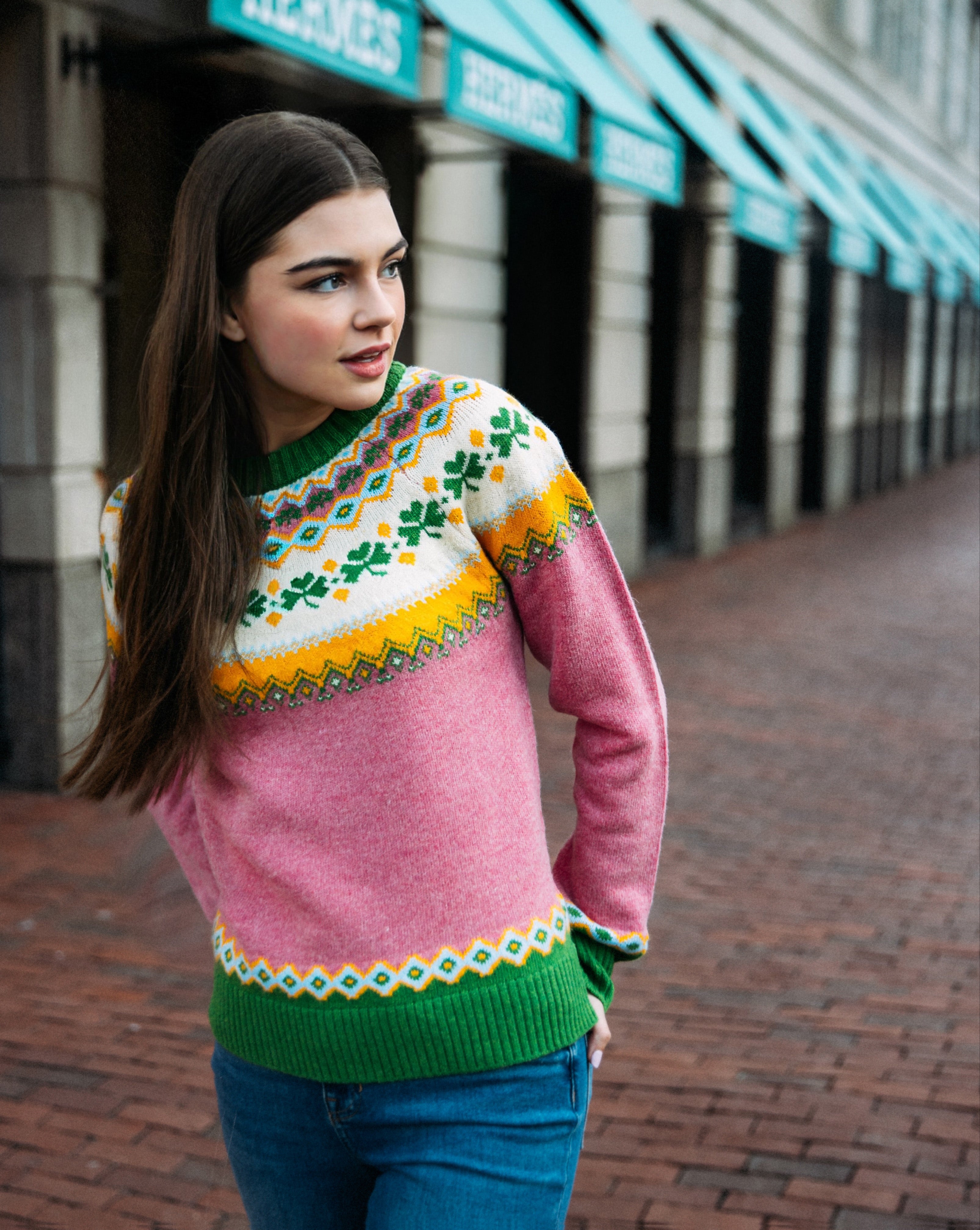 Fair Isle Irish Sweater in Pink