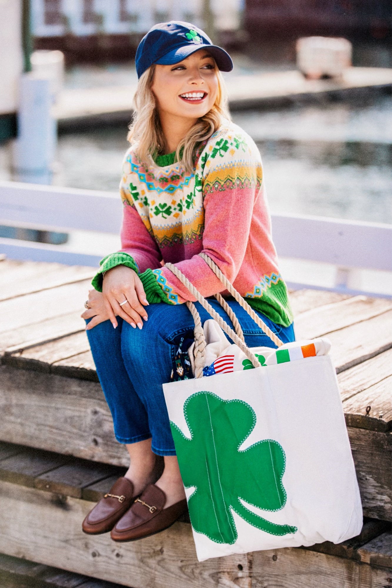 KJP Women's Pink Fair Isle Irish Crewneck Sweater