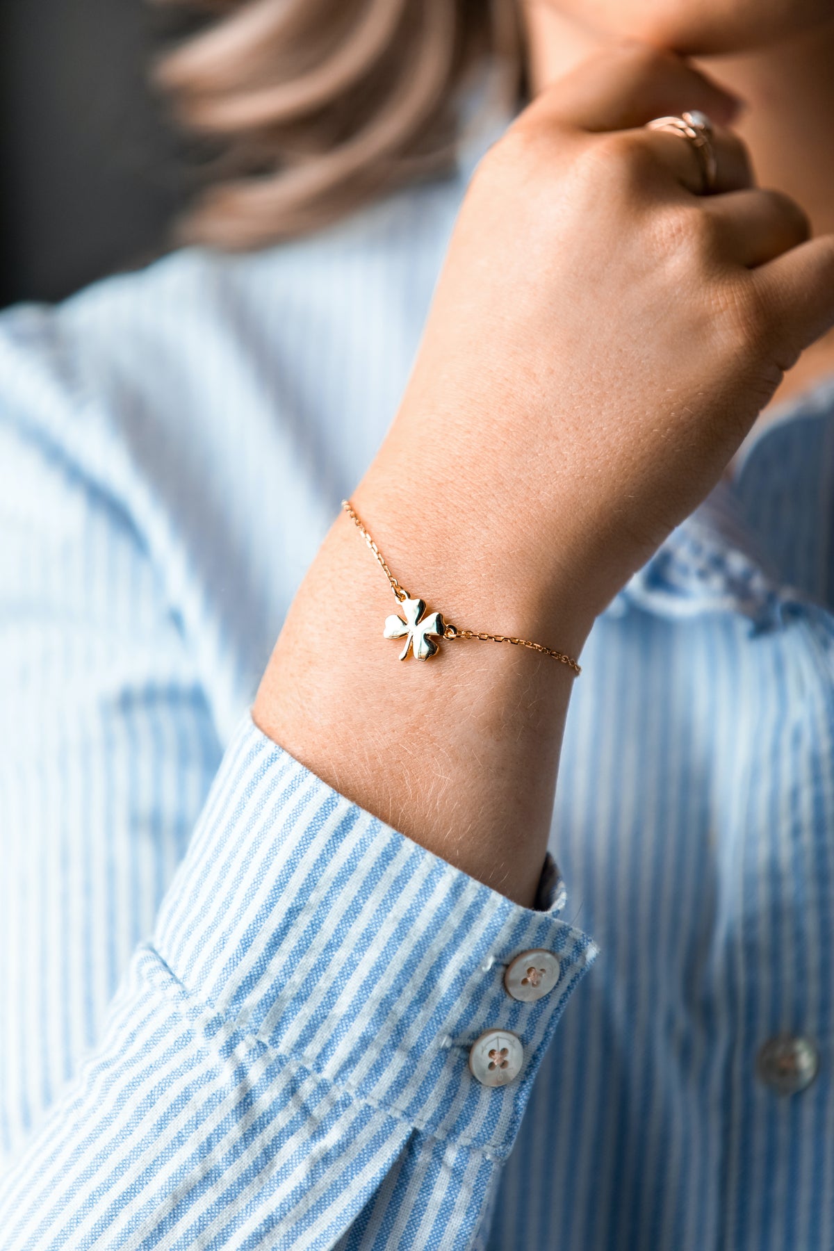 Gold Four Leaf Clover Bracelet