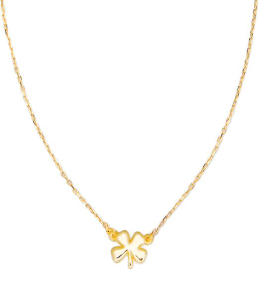 KJP Gold Necklace with Four Leaf Clover Charm