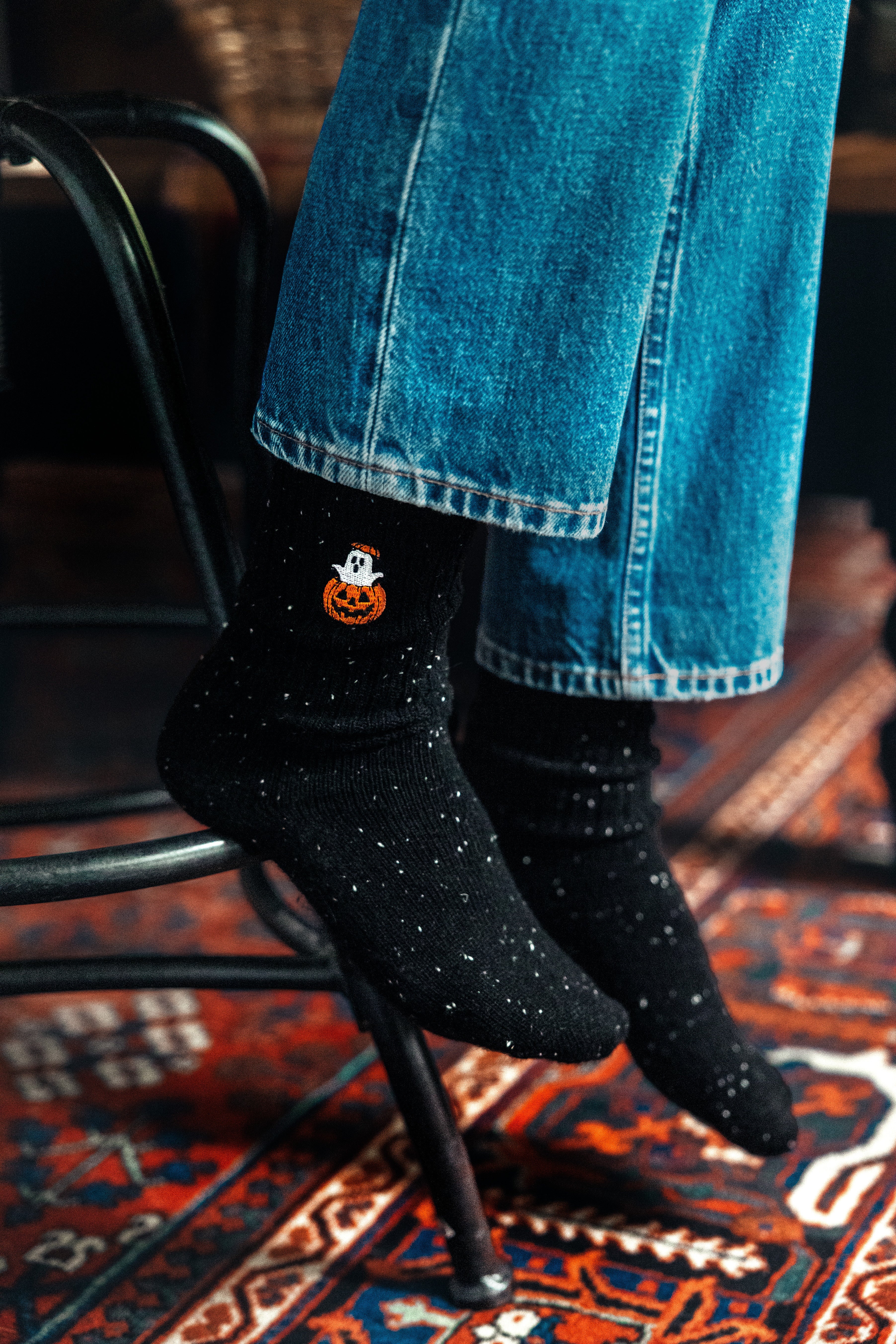 Ghostly Pumpkin Donegal Sock
