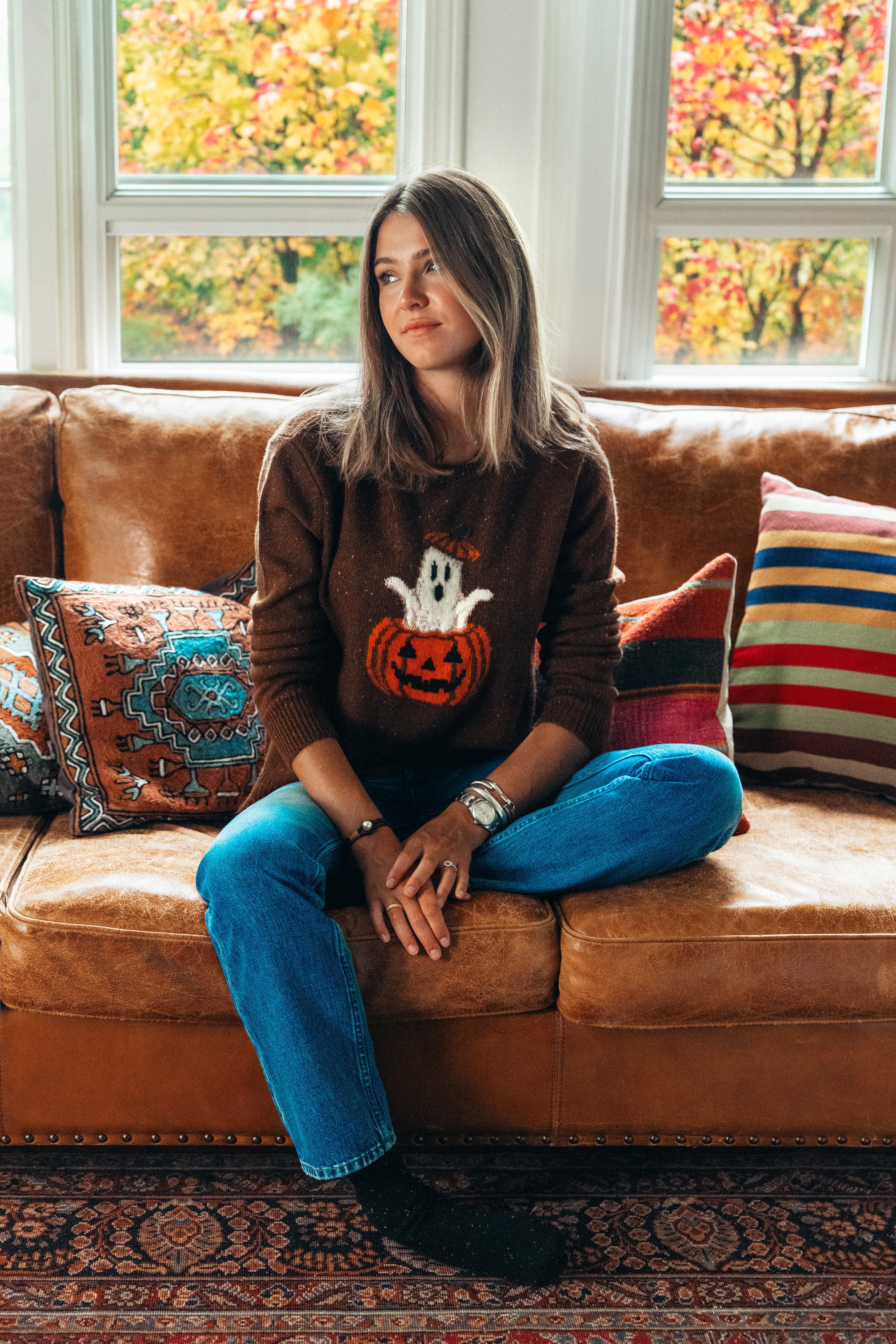 Ghostly Pumpkin Donegal Sweater