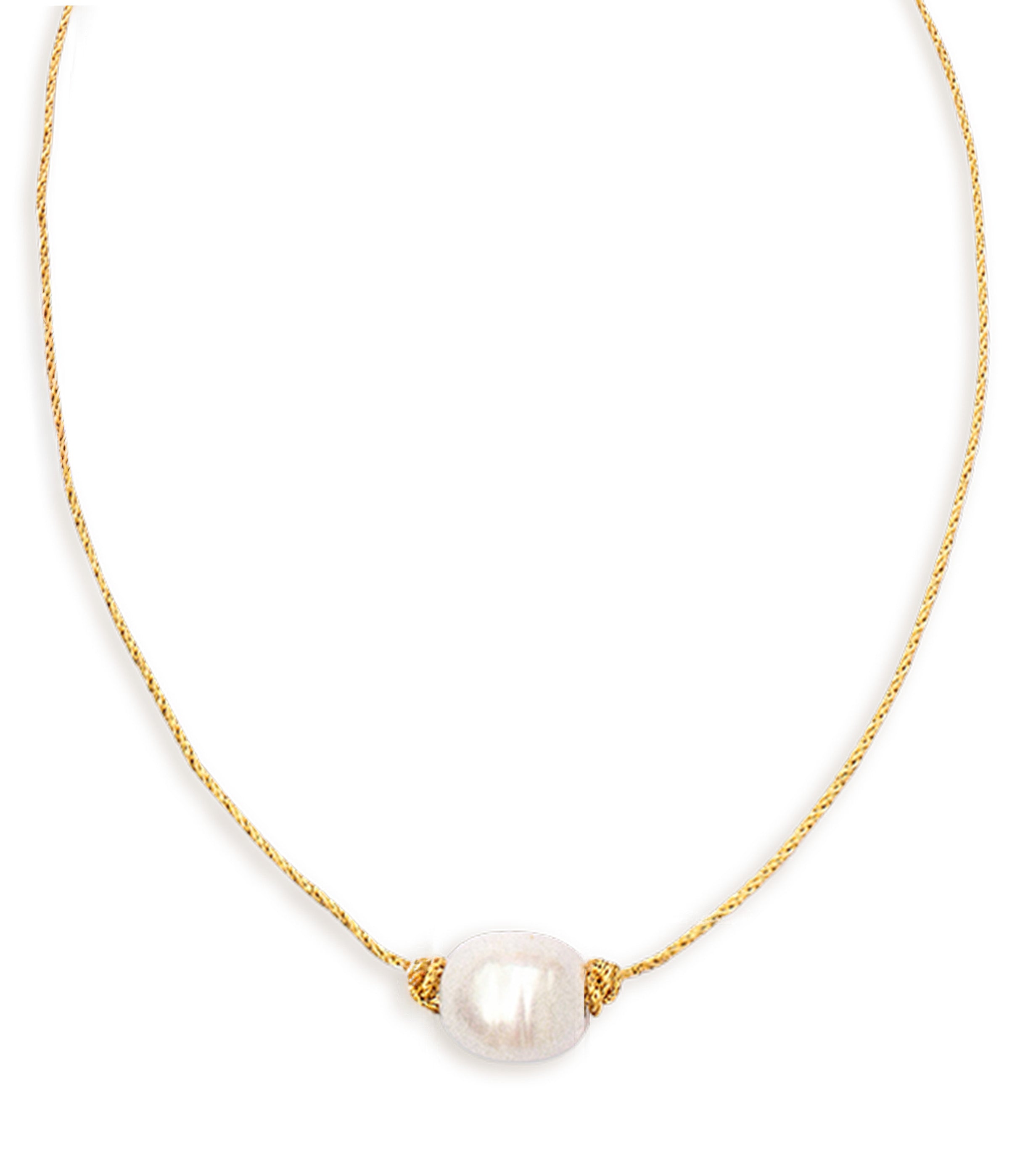 Golden Tide Pearl Knot Necklace