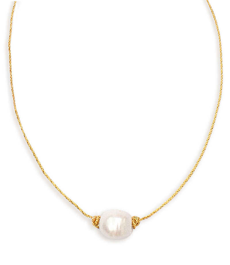 Golden Tide Pearl Knot Necklace