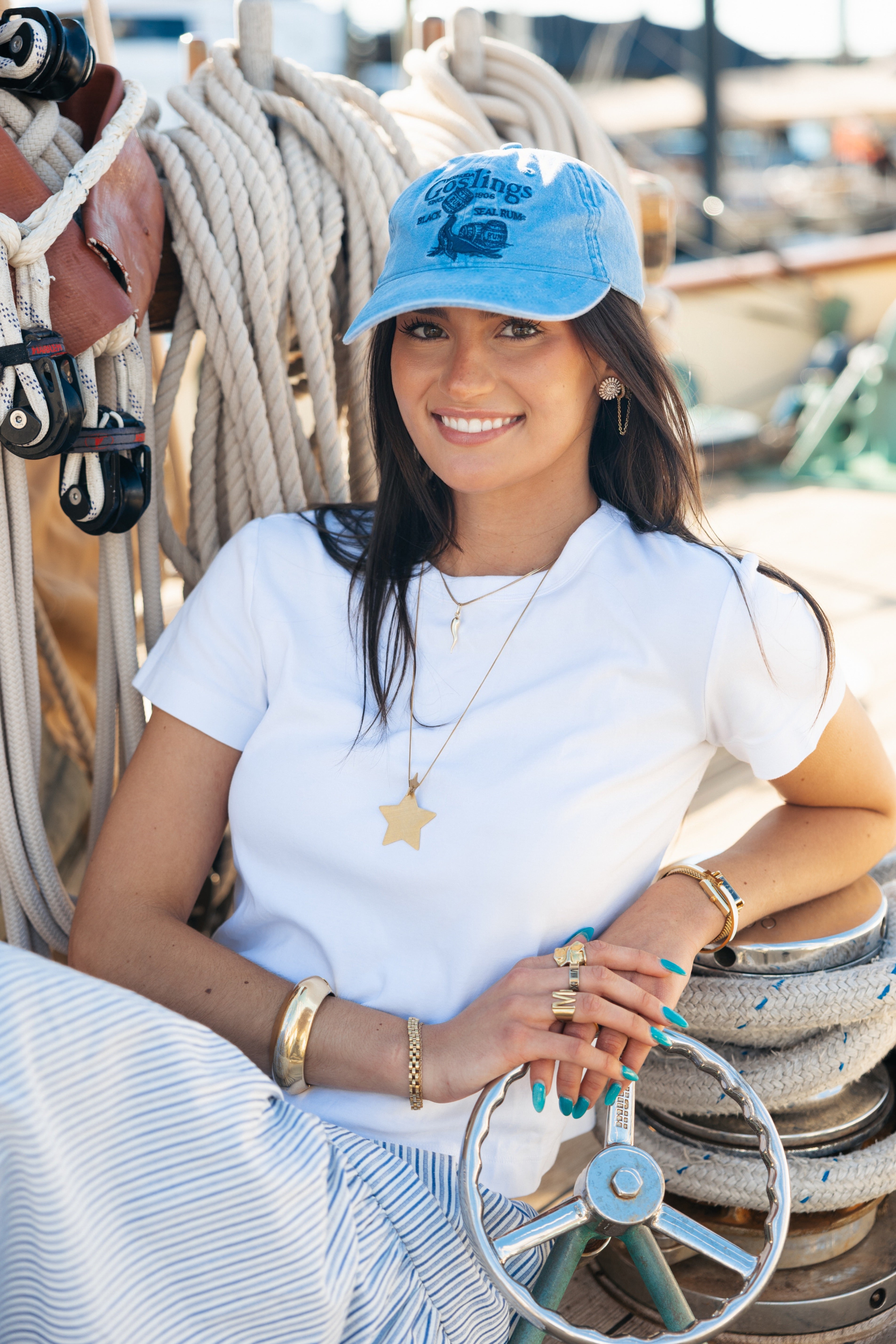 Goslings x KJP Black Seal Rum Hat in Light Blue