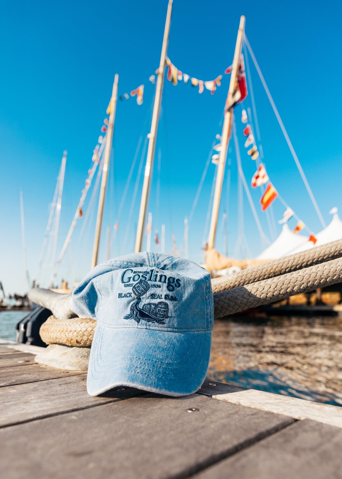 Goslings x KJP Black Seal Rum Hat in Light Blue