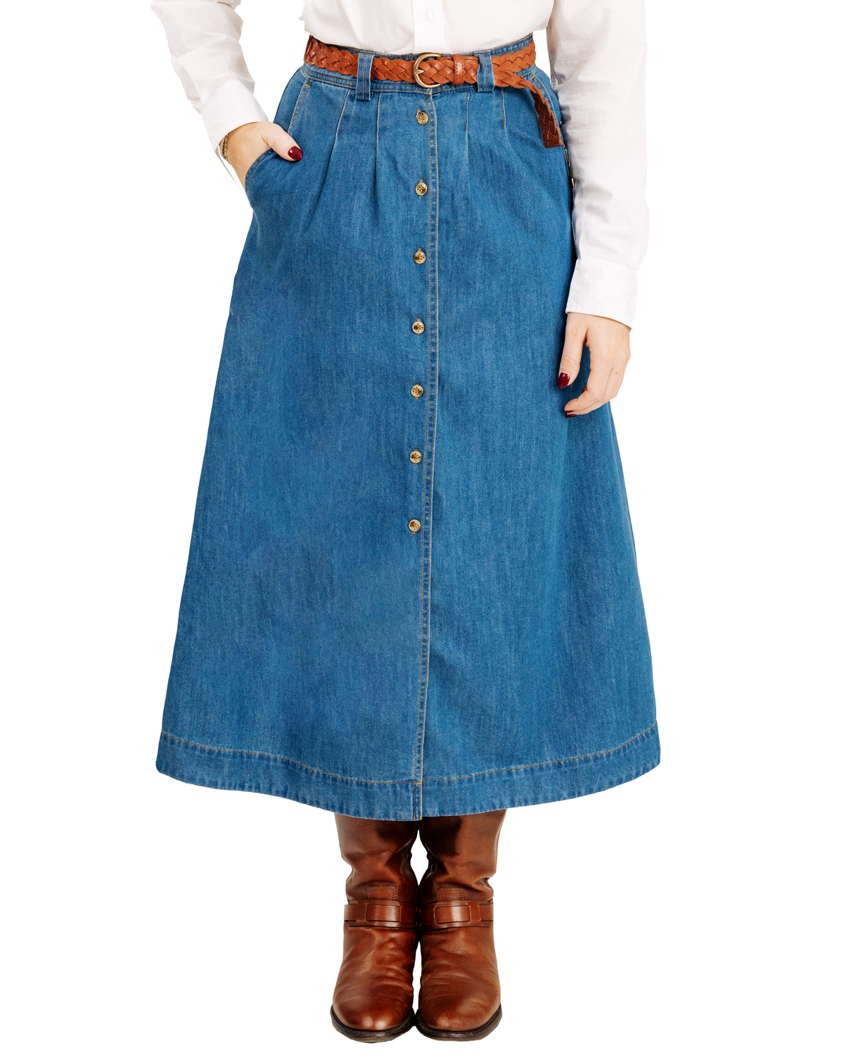Hadley Denim Midi Skirt
