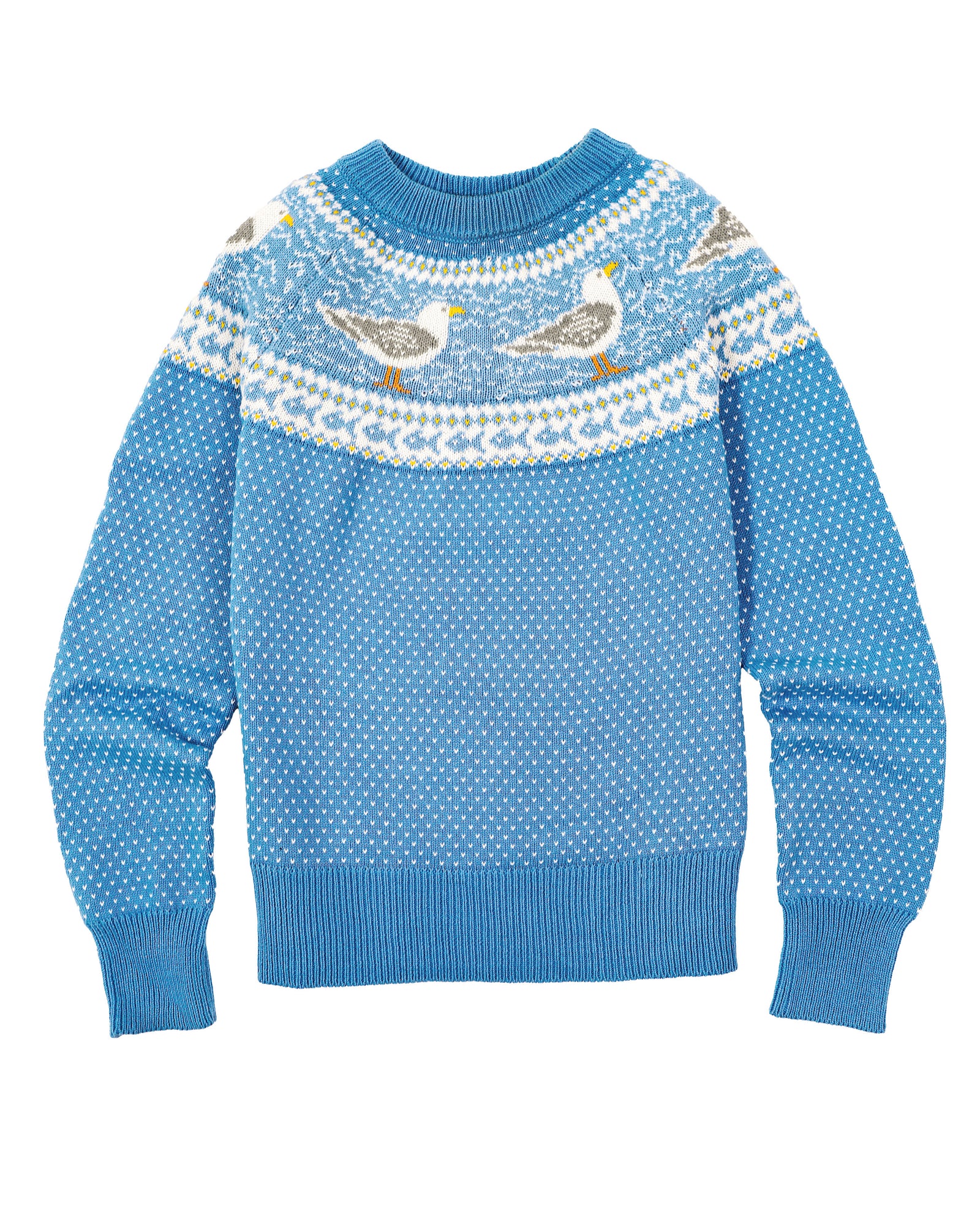 KJP Women's Harbor Gull Fair Isle Crewneck Cotton Sweater – Kiel