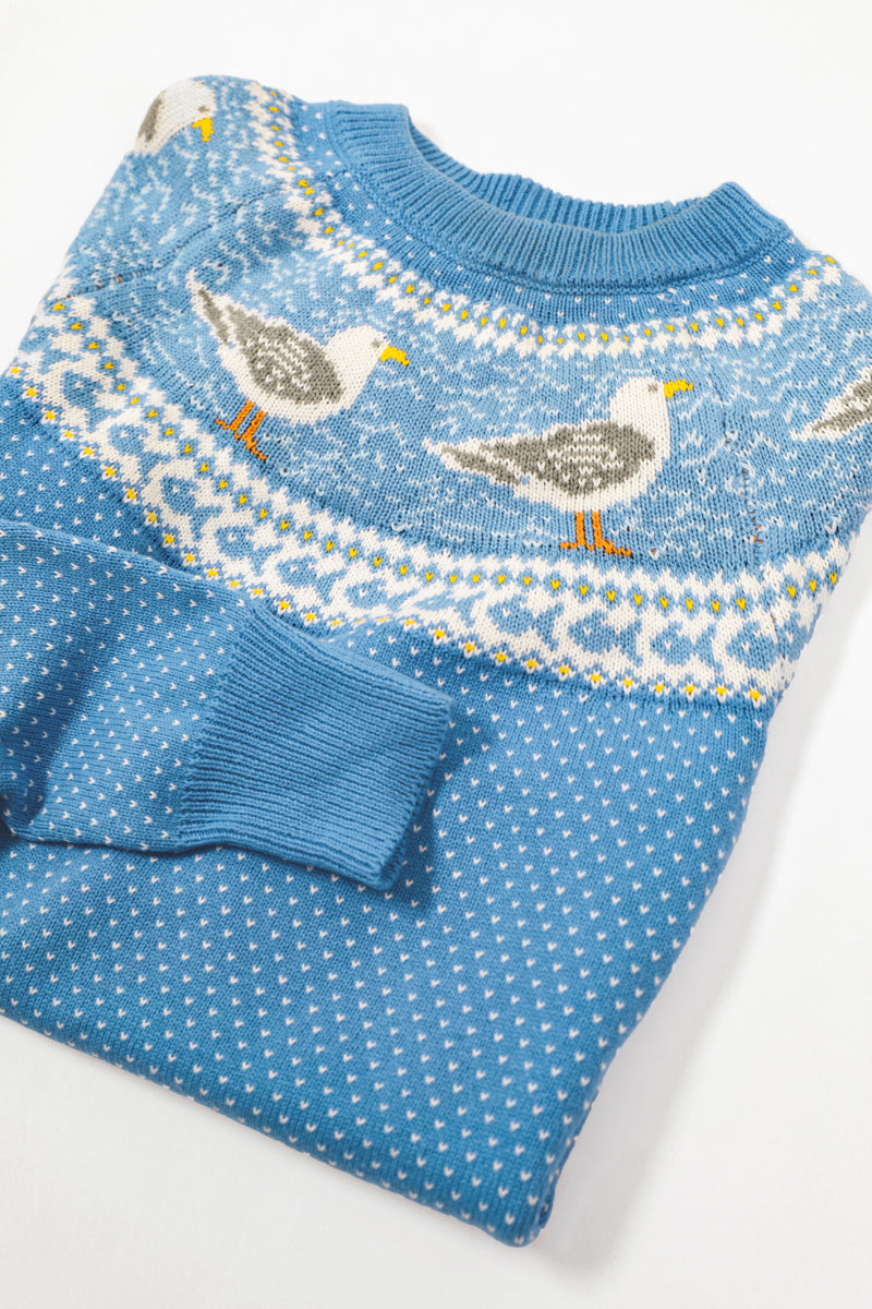 KJP Women's Harbor Gull Fair Isle Crewneck Cotton Sweater – Kiel