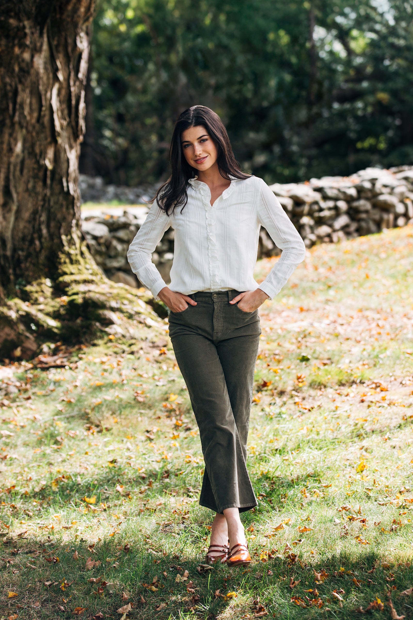 KJP Women's Harrington Ruffle Dress Shirt in White M