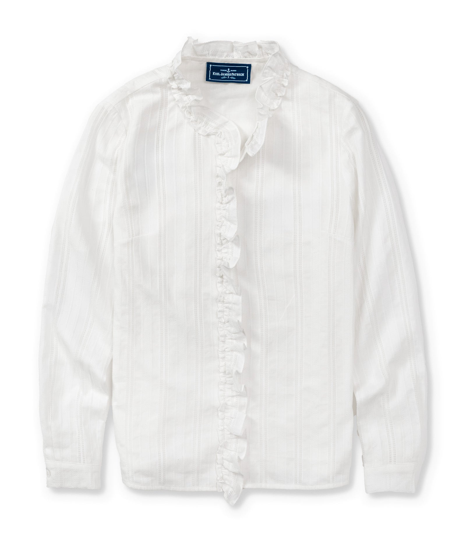 トップス DEAR DANSKIN STRETCH RUFFLE SHIRTS L KJP Women's Harrington Ruffle Dress Shirt in White – Kiel James