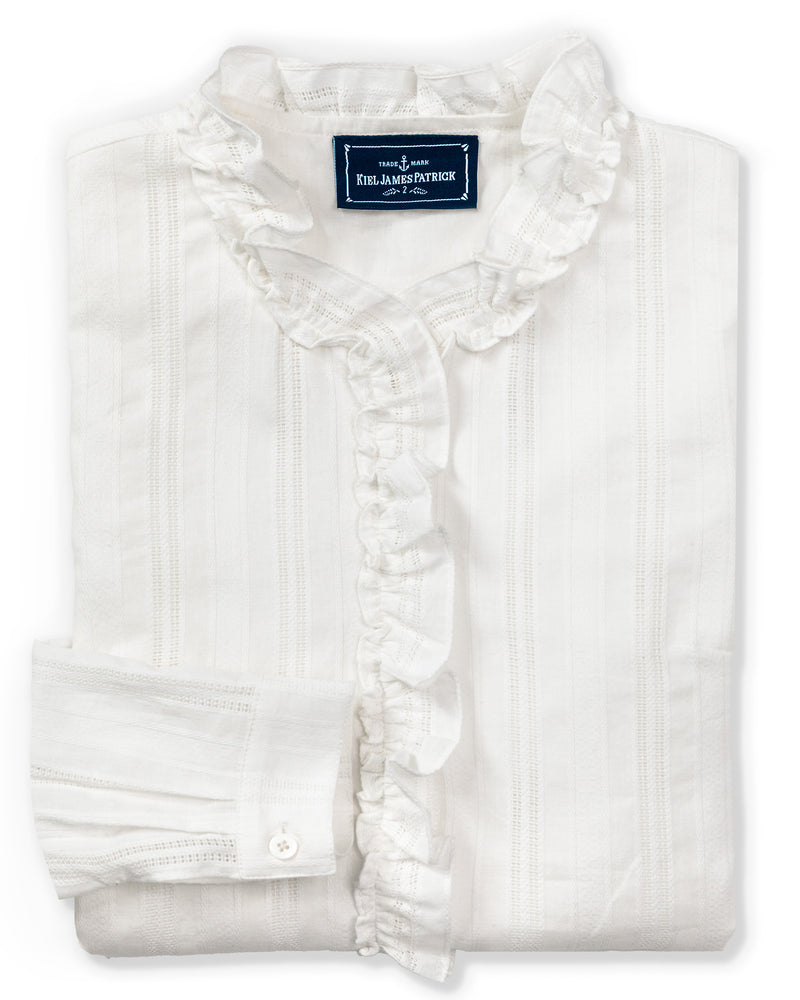 KJP Women's Harrington Ruffle Dress Shirt in White M KJP Women's Harrington Ruffle Dress Shirt in White M
