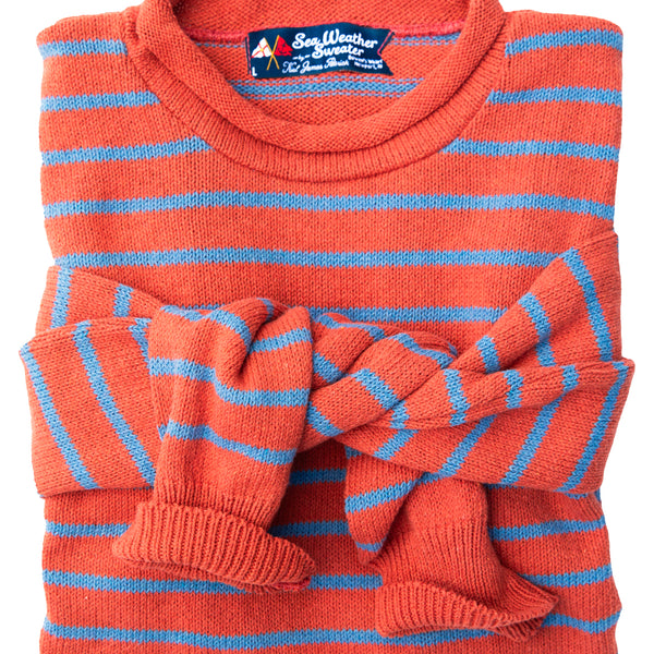 KJP Men's Harrison Cotton Rollneck Sweater in Red and Blue Stripe