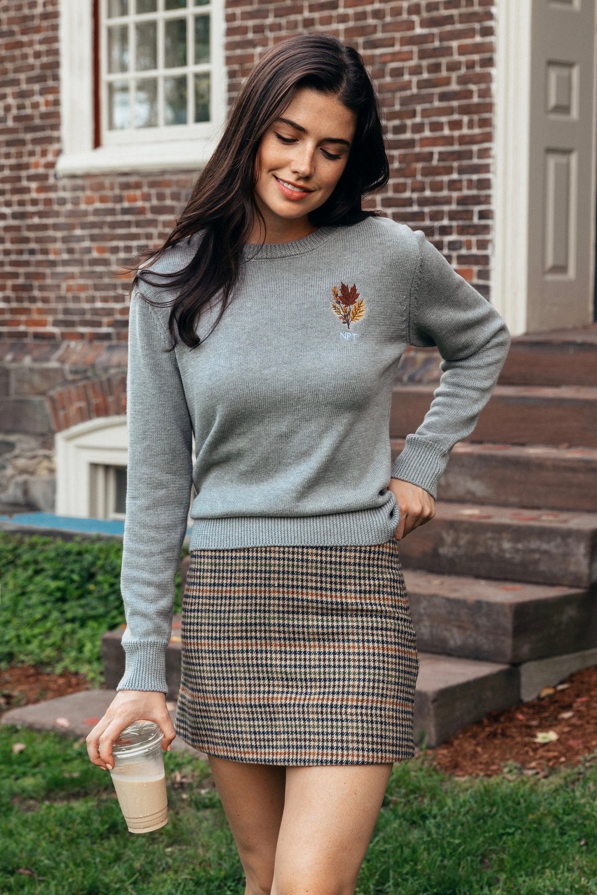 Harvest Leaves Embroidered Monogram Sweater - Women's