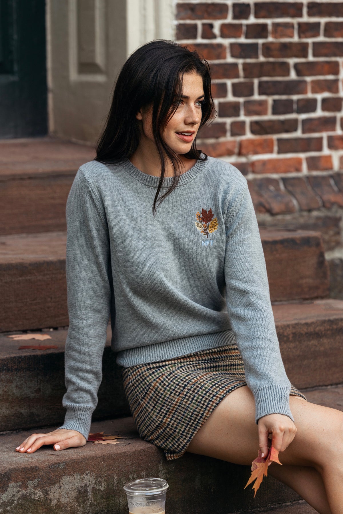 Harvest Leaves Embroidered Monogram Sweater - Women's