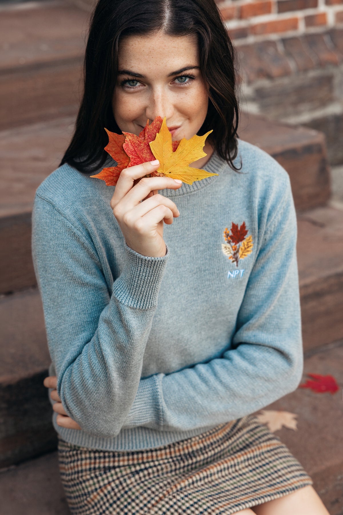 Harvest Leaves Embroidered Monogram Sweater - Women's