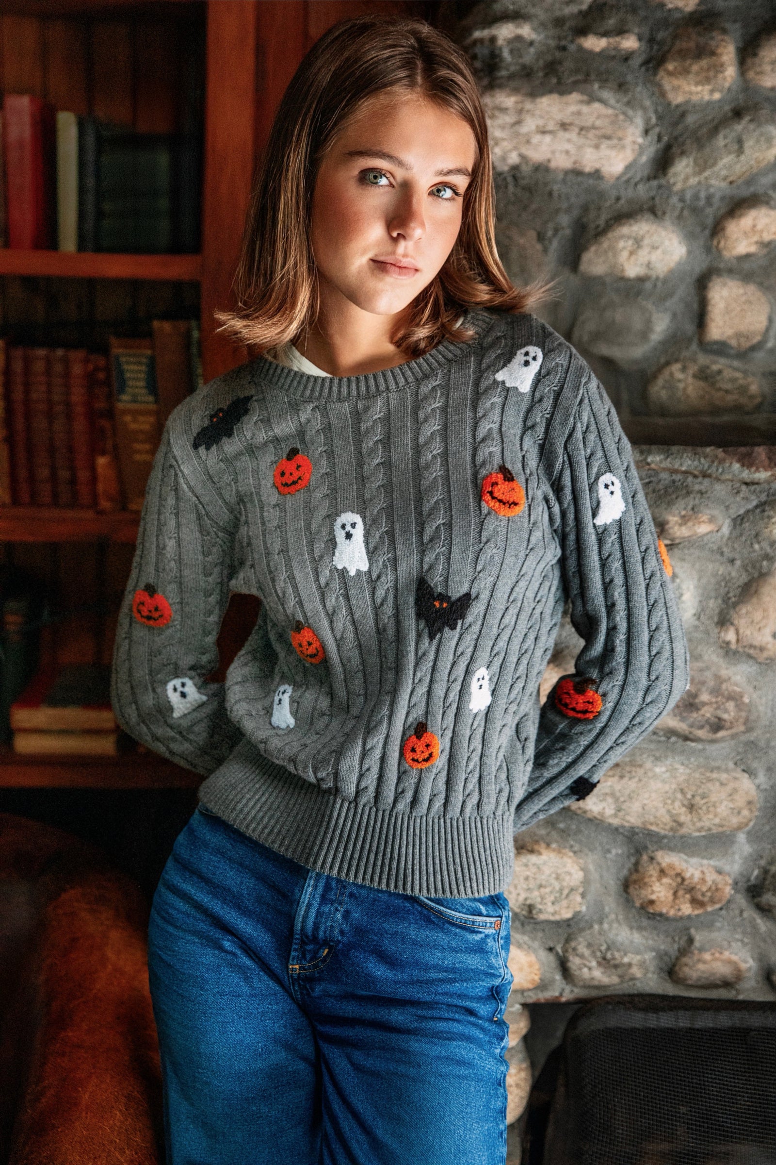 KJP Women's The Haunting Hour Cable Knit Halloween Sweater – Kiel