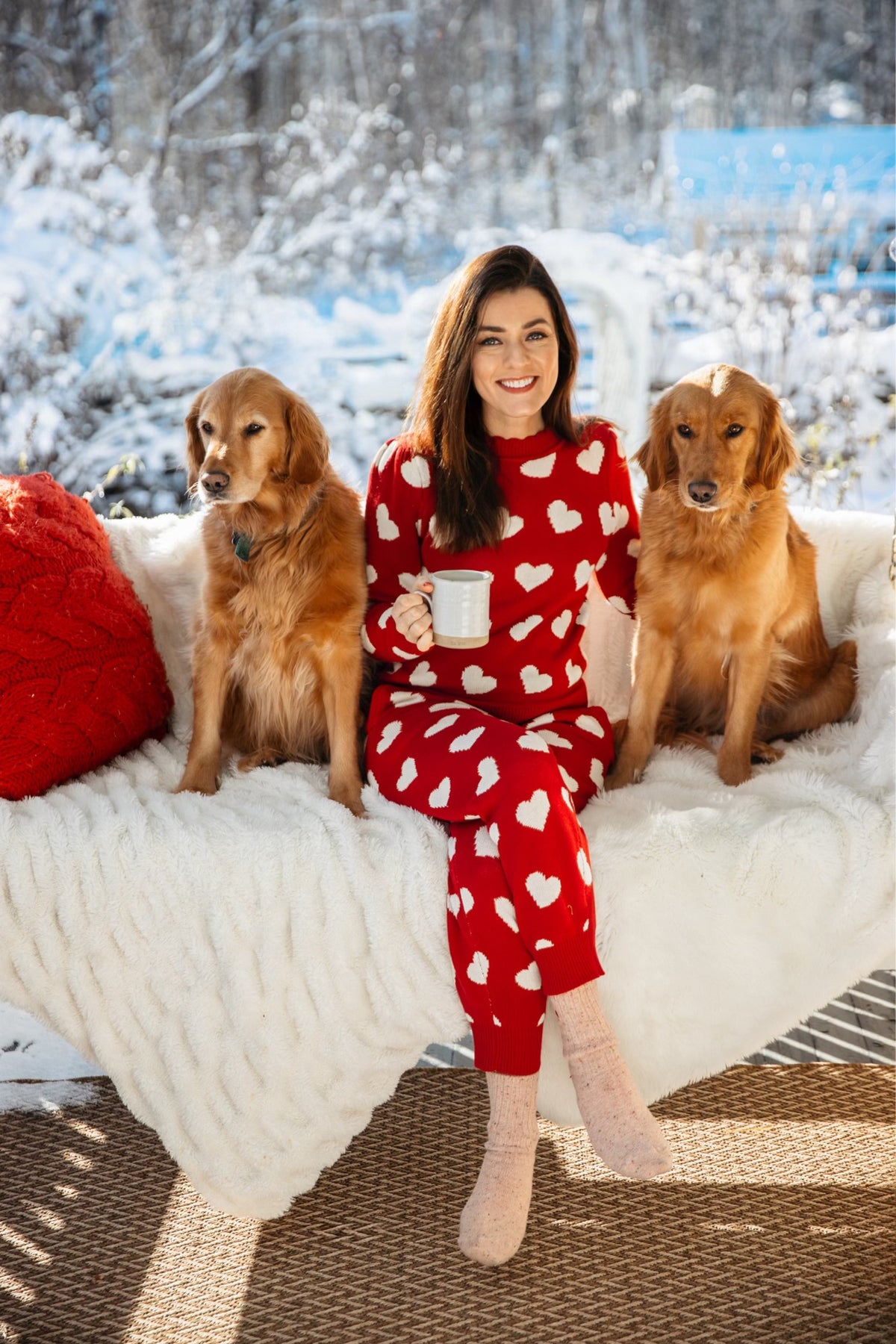 Heart Scalloped Sweater in Red