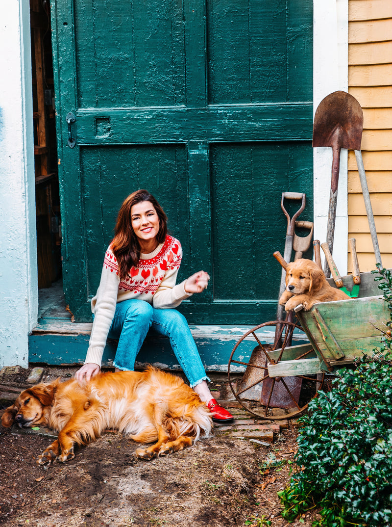 KJP Women's Heartwarmer Fair Isle Crewneck Sweater in Red/White