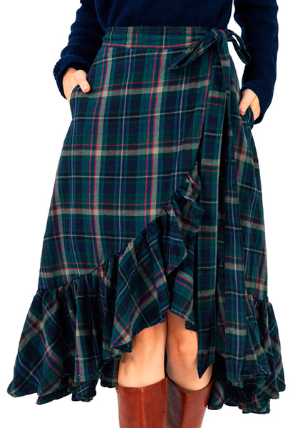 KJP Women's Highland Harvest Plaid Ruffle Skirt