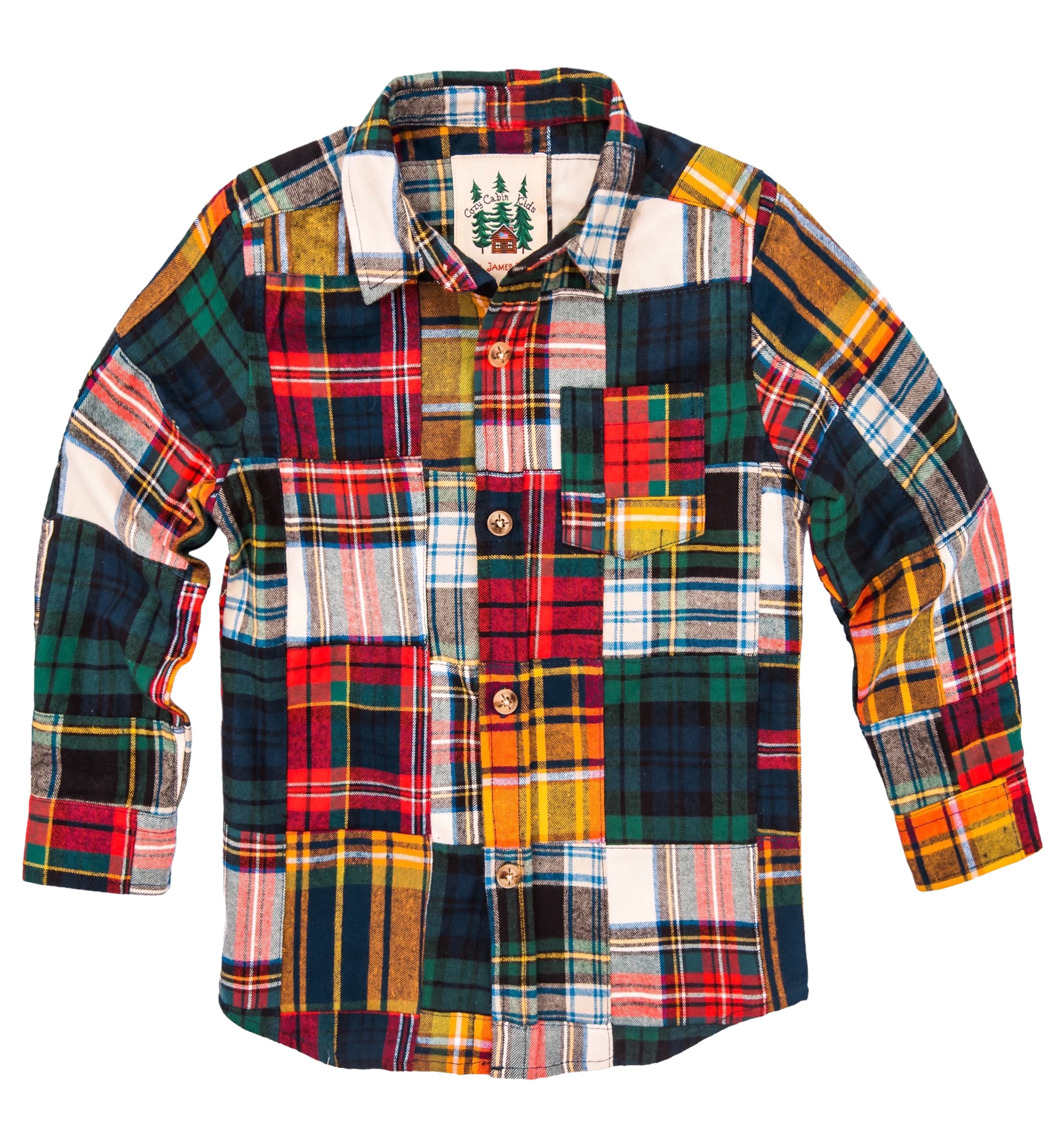 Holiday Patchwork Kids Flannel Shirt