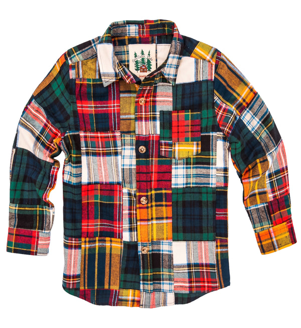 Holiday Patchwork Kids Flannel Shirt