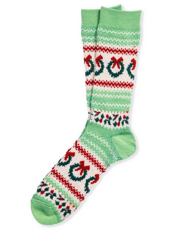 Holly Berry Wreath Fair Isle Socks
