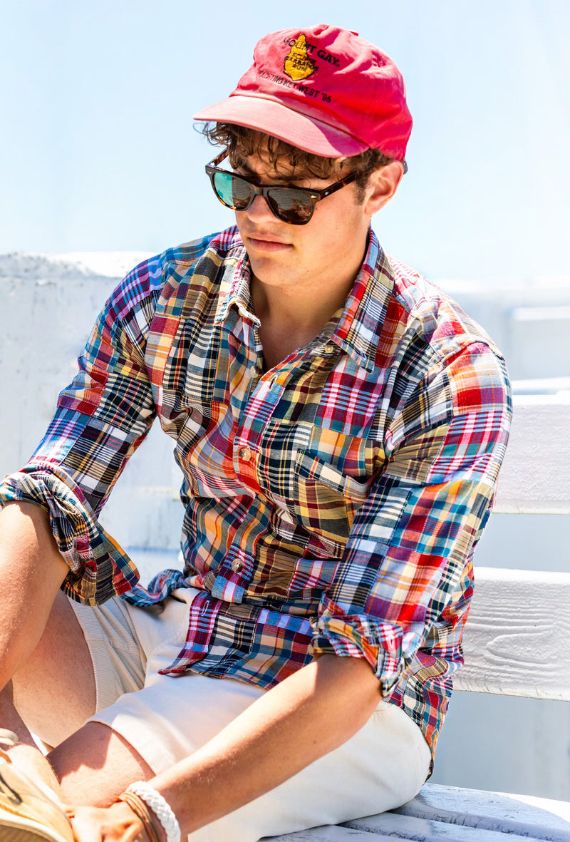 KJP Men's Hyannis Patchwork Madras Long Sleeve Shirt – Kiel James