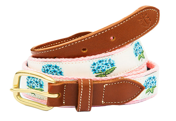 Knit belt with Light Blue Floral Accent Jenny Krauss | Blue Serenade Belt main image 3