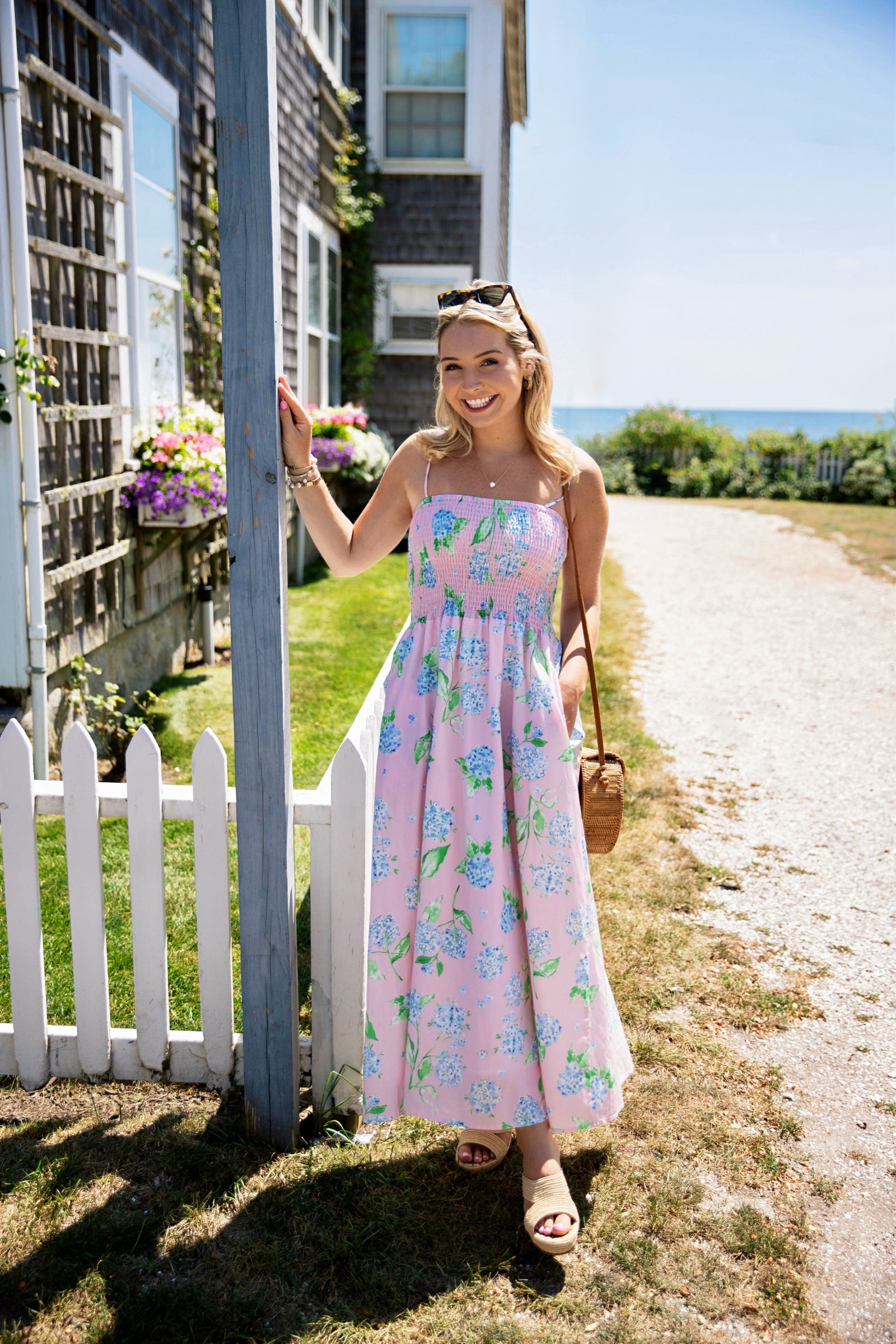 strapless open back dress Hydrangea Garden Dress M