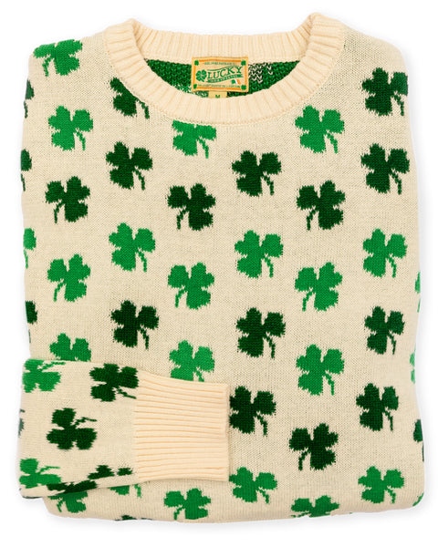 KJP Irish Shamrock Crewneck Sweater in White